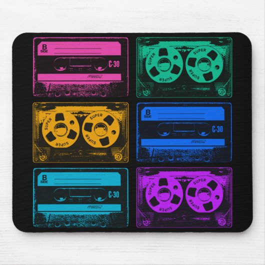 Retro-farbige Kassetten Mousepad (Vorne)