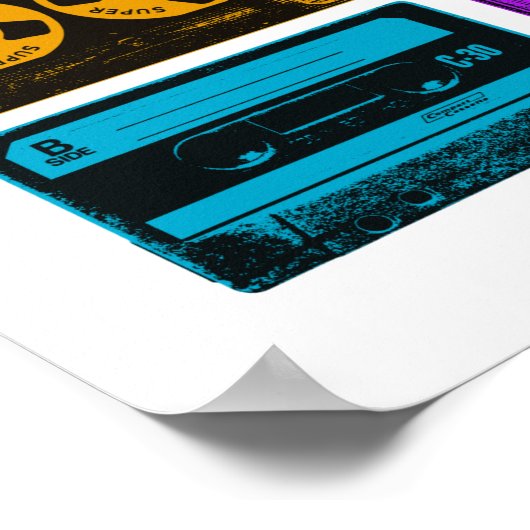 Retro-farbige Kassetten Poster (Ecke)