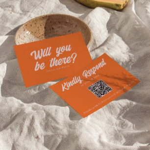 Retro Farbige Lustige Funky Fette QR-Code-Hochzeit RSVP Karte