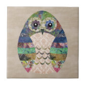 Retro-farbige Owl Boho Bohemisch Bird Custom Fliese (Vorderseite)