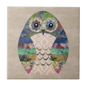 Retro-farbige Owl Boho Bohemisch Bird Custom Fliese
