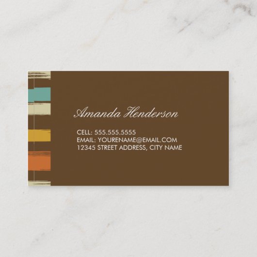 Retro-farbige Pinselstriche Visitenkarte (Rückseite)