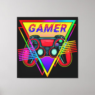 Retro Farbige Regenbogen Gamer Computer Gaming Leinwanddruck