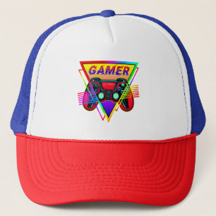 Retro Farbige Regenbogen Gamer Computer Gaming Truckerkappe