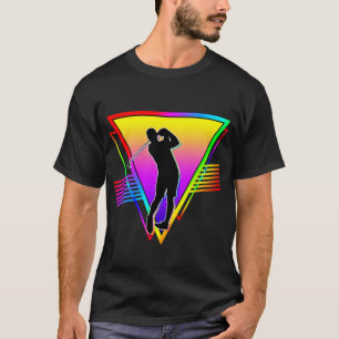 Retro Farbige Regenbogen Golfspieler Vintage T-Shirt