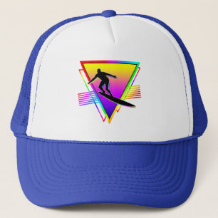 Retro Farbige Regenbogen Surfen Surfer Truckerkappe