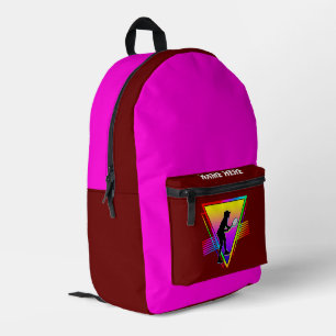 Retro Farbige Regenbogen Tennis Spielerin  Bedruckter Rucksack