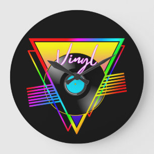 Retro-farbige Regenbogen-Vinyl-Schallplatte Große Wanduhr