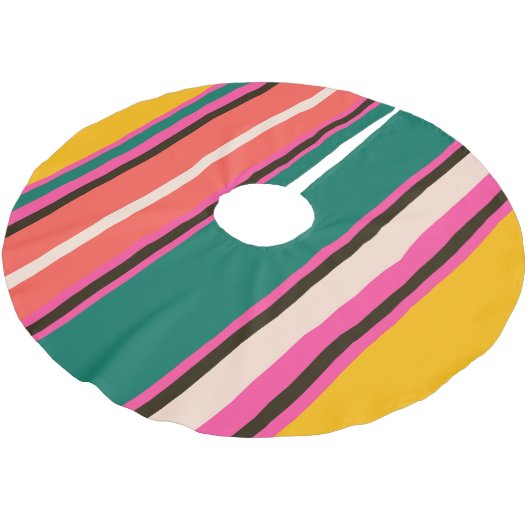 Retro farbige Streifen, abstrakter Hintergrund Polyester Weihnachtsbaumdecke (Schrägansicht)