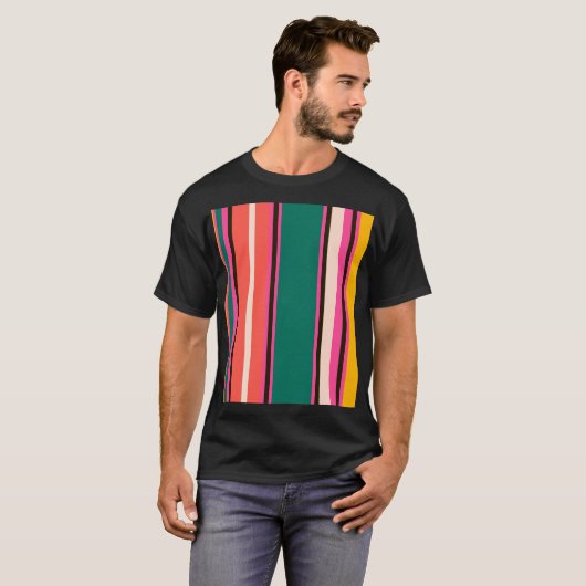 Retro farbige Streifen, abstrakter Hintergrund T-Shirt (Vorne ganz)
