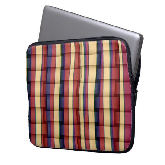 Retro farbige Streifen Art Grafik Design 2 Laptopschutzhülle (Vorderseite Links)