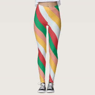 Retro-farbige Streifen-Leggings im Candy-Cane-Desi Leggings