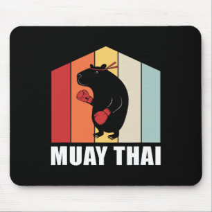 Retro Farbige Tier Wortspiel Kickboxen Capyra Muay Mousepad