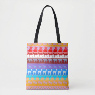Retro Farbige Tiere Moderne Streifen Muster #2 Tasche