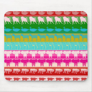 Retro Farbige Tiere Moderne Streifen Muster #4 Mousepad