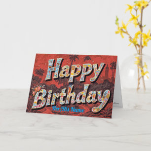 Retro Farbige Typografie Geburtstag Karte