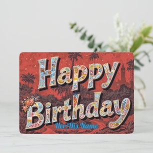 Retro Farbige Typografie Geburtstag Karte