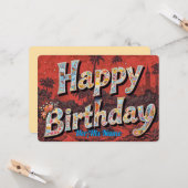 Retro Farbige Typografie Geburtstag Karte (Vorderseite/Rückseite Beispiel)