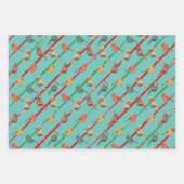 Retro-farbige Urlaubssaison - Birnen und Streifen Geschenkpapier Set (Vorderseite 3)