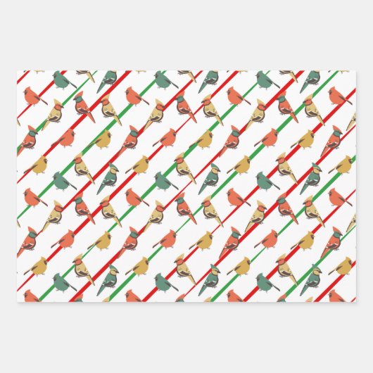 Retro-farbige Urlaubssaison - Birnen und Streifen Geschenkpapier Set (Vorderseite 2)