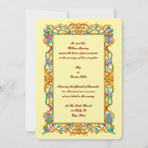 Retro Farbige Verzierte Blumen Barock Hochzeit Einladung