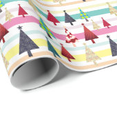 Retro-farbige Weihnachten Geschenkpapier (Rolleneckpunkt)