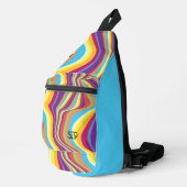 Retro Farbige, wirbelfarbige Streifen Monogramm Pe Crossbody Bag (Rechte Ecke)