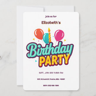 Retro-farbiger Geburtstagskuchen Einladung