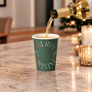 Retro Farbiger Grüner Frohe Weihnachten Pappbecher