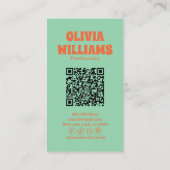 Retro Farbiger QR-Code Boho Groovy Floral Daisy Visitenkarte (Rückseite)