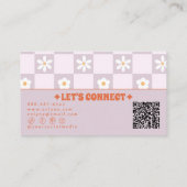 Retro-farbiger QR-Code-Schachbrett-Blumen-Spaß Visitenkarte (Rückseite)