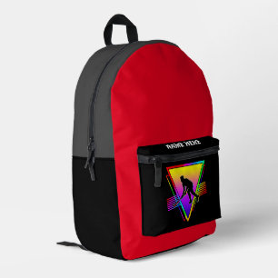 Retro-farbiger Regenbogen-Hockeyspieler Bedruckter Rucksack
