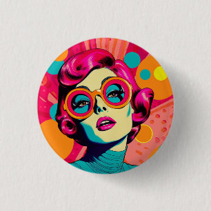 Retro-farbiger Stil-Abzeichen, Stift, Knopf, Frau Button