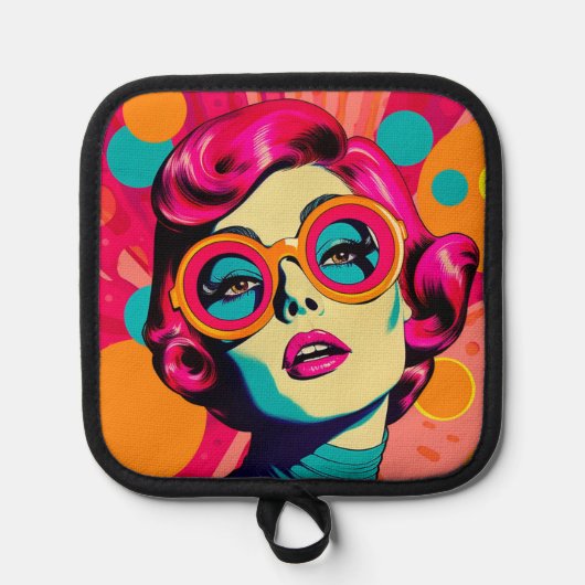 Retro-farbiger Stil, farbige Frau Topflappen (Vorderseite)