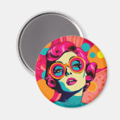 Retro farbiger Stil Magnet, farbige Frau Magnet (Vorderseite/Rückseite)