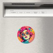 Retro farbiger Stil Magnet, farbige Frau Magnet (In Situ (Geschirrspüler))