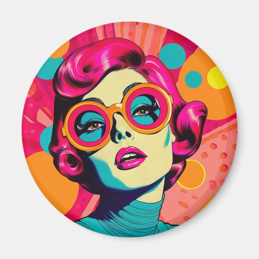 Retro farbiger Stil Magnet, farbige Frau Magnet (Vorne)