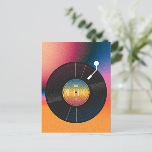 Retro farbiger Vinyl Postkarte (Stehend Vorderseite)