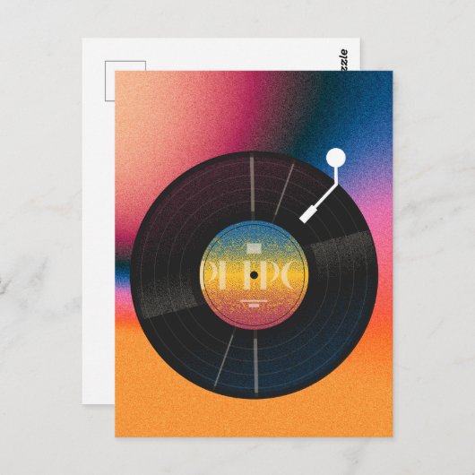 Retro farbiger Vinyl Postkarte (Vorne/Hinten)