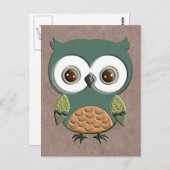 Retro-farbiges, benutzerdefiniertes Owl Postkarte (Vorne/Hinten)