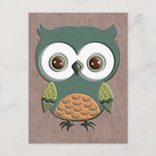 Retro-farbiges, benutzerdefiniertes Owl Postkarte