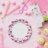 Retro-farbiges Eugenvogelmuster Pappteller (Party)