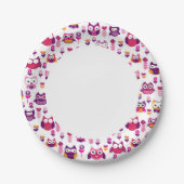 Retro-farbiges Eugenvogelmuster Pappteller (Vorderseite)