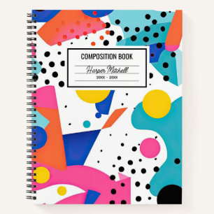 Retro-farbiges Formgestaltung-Notebook der 80er Ja Notizblock