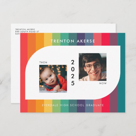 Retro farbiges geometrisches Abschluss Foto Postkarte (Vorne/Hinten)