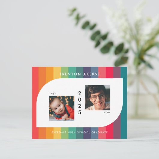 Retro farbiges geometrisches Abschluss Foto Postkarte (Stehend Vorderseite)