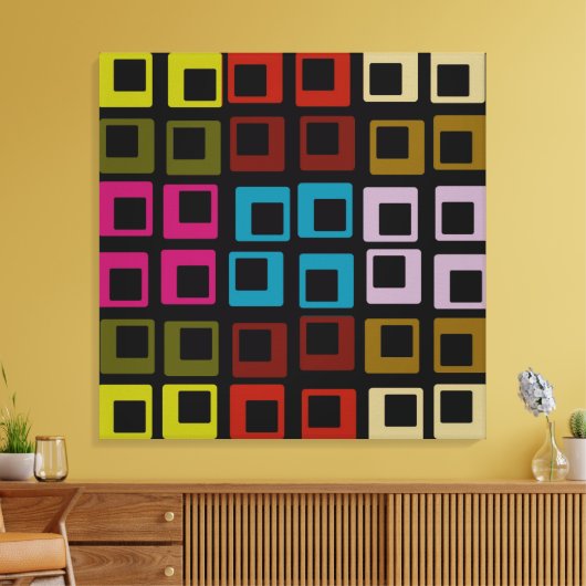 Retro farbiges Muster Nahtlos - überzogene Leinwan Leinwanddruck (Insitu (Wohnzimmer))