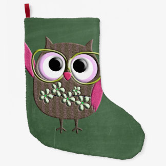 Retro-farbiges Owl Boho Bohemisch Bird Custom Großer Weihnachtsstrumpf