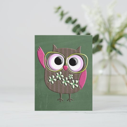 Retro-farbiges Owl Boho Bohemisch Bird Custom Postkarte (Stehend Vorderseite)