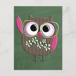 Retro-farbiges Owl Boho Bohemisch Bird Custom Postkarte